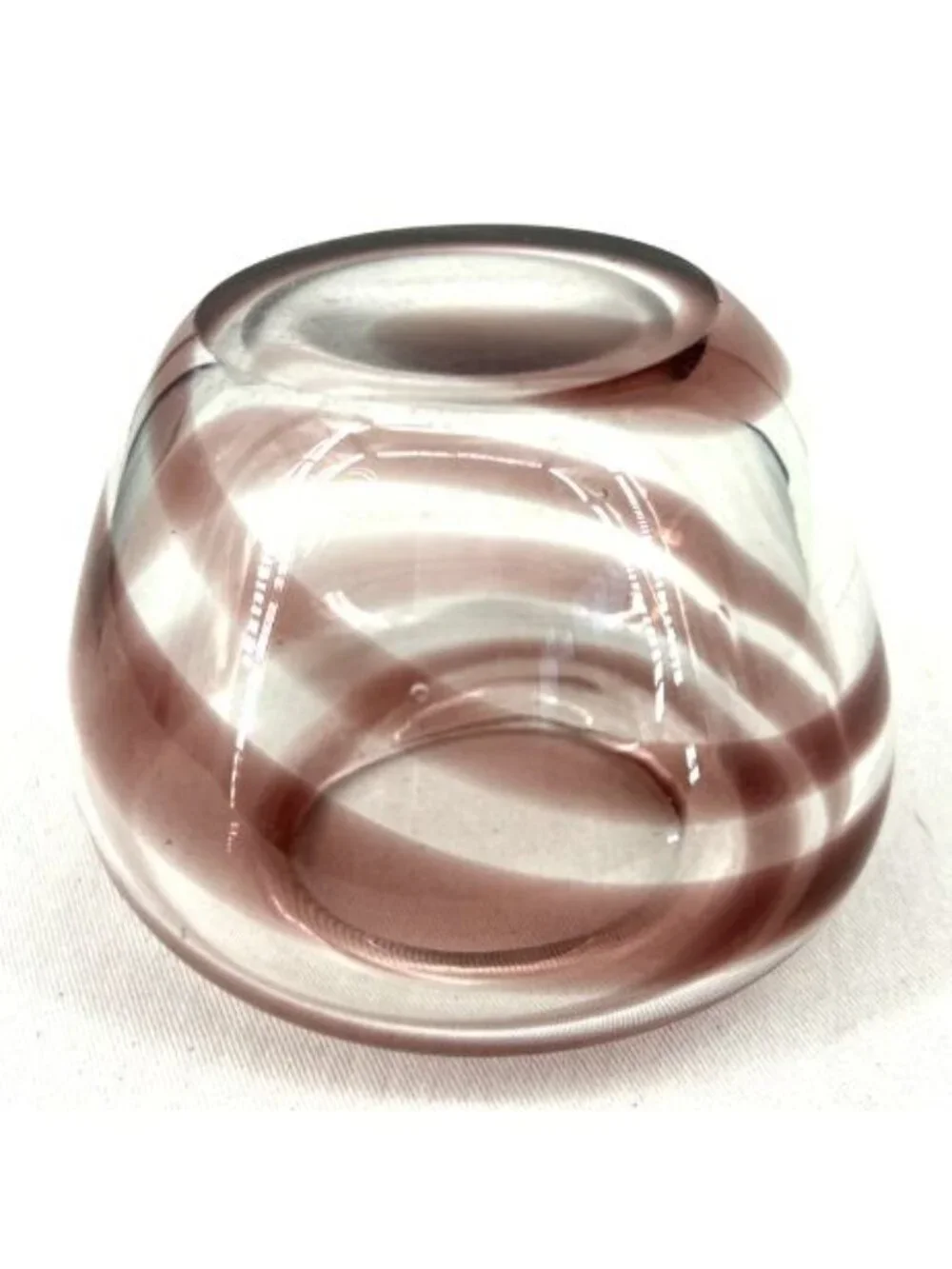 Arsis Murano Style Art Glass Bowl Pink & Clear Hand Blown Crystal 3
